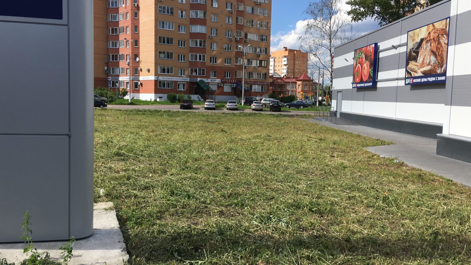 Покос и сбор травы. Раменский район, гипермаркет “ДА!”. (Пример для коммерческих организаций)